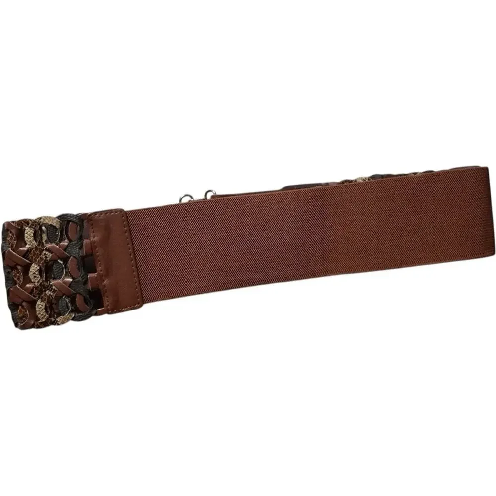 Brown Woven Stretch  Fashion Statement Belt Sz M/L